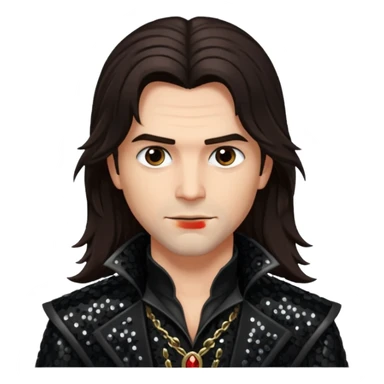 Gabriel Van Helsing from Van Helsing with long dark brown hair, black sequin outfit sticker