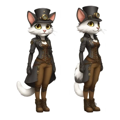 Anthro Fur-Sona feline-Fakémon with a steampunk-cap Full Body sticker