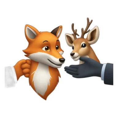 Handshake fox and deer  sticker