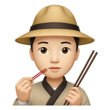 Chinese guy with a hat and chopsticks sticker
