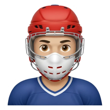 Hockey player with a mask sticker