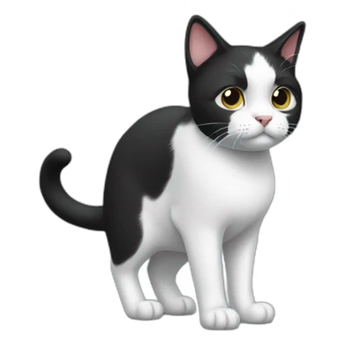 black and white cat is standing sticker