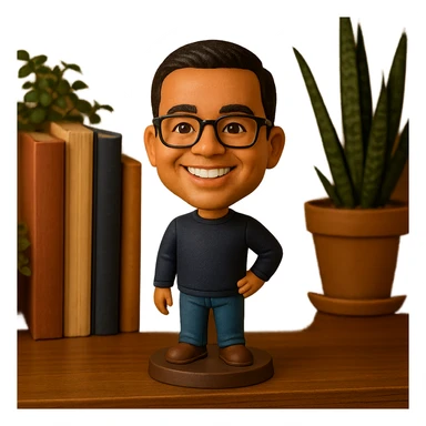 cheerful bobblehead style character sticker