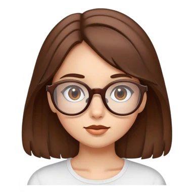 Brown haired girl wearing big brown glasses sticker