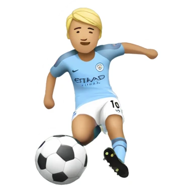 Haaland scoring a goal and the ball being the Manchester City logo sticker