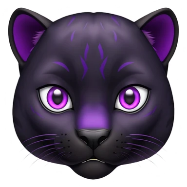 sleek black panther with bright purple eyes, surprised face sticker