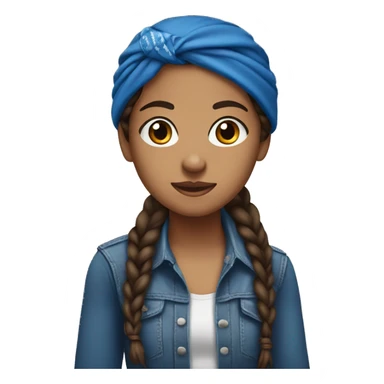Brunette girl with braids and blue western bandana sticker