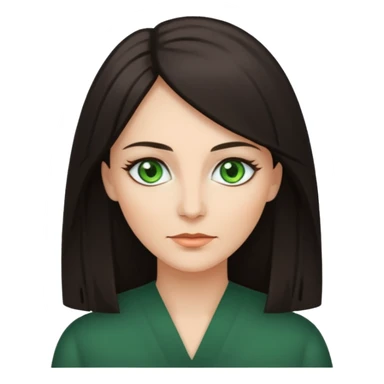 middle age woman with green eyes and long straight dark ash hair sticker