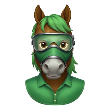 horse with green mask and shirt sticker