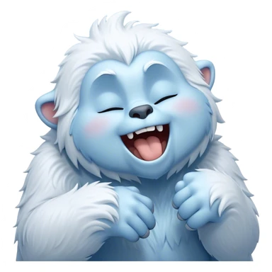 Cinematic Cute Yawning Yeti Portrait Emoji, with a charming, fluffy, snow-dusted figure in gentle whites and cool blues, head tilting back in a wide, endearing yawn with softly closed, peaceful eyes and a content little smile, simplified yet irresistibly adorable, highly detailed with a soft, frosty glow and outline capturing the serene slumber of a yeti! sticker