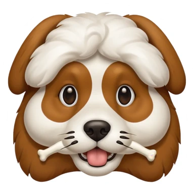 dog faace with bone in mouth sticker