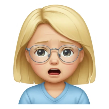 blond baby girl crying with glasses sticker