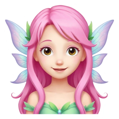 A tiny pastel fairy with pink long hair with glowing wings and a sweet smile  sticker