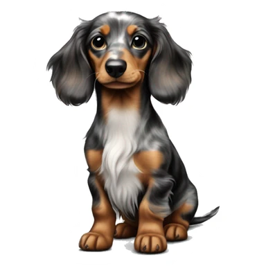 Tri Merle long haired Dachshund puppy full body sticker