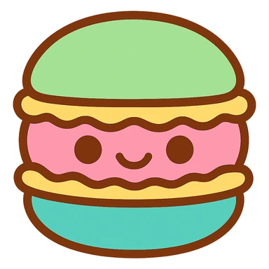 cute macaroon with pastel colors, smiling face, kawaii style sticker