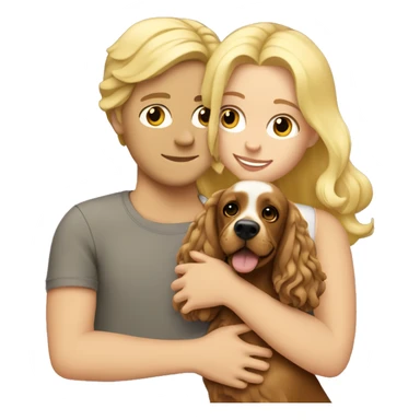 Blonde hugs with cocker spaniel sticker