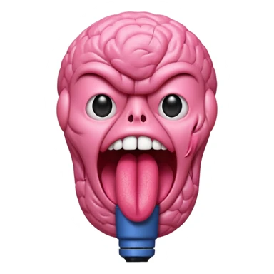 Microphone head with a human tongue crammed inside it. sticker