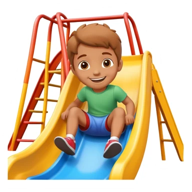 colorful playground slide with a smiling child, fun and friendly sticker