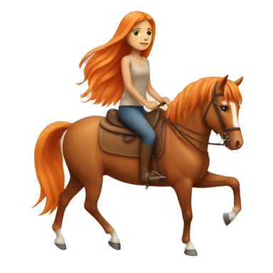 Tan girl with long orange hair riding a horse sticker