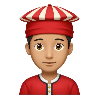 man wearing a Nepali Dhaka topi with stripes and design on it and it should be in red colour sticker