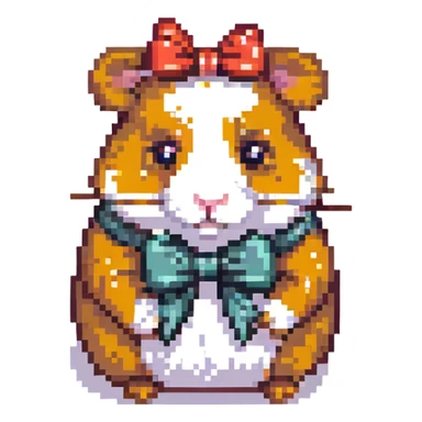 sad hamster with a bow sticker