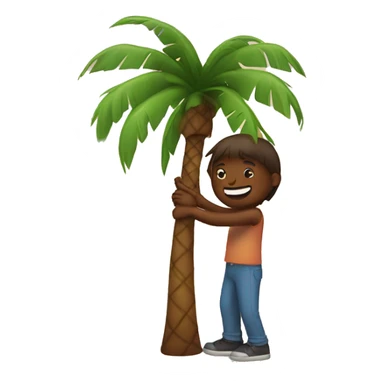 Person hugging a palm tree sticker