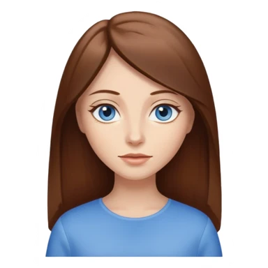 Femme brune cheveux long raide yeux bleus en amande sticker