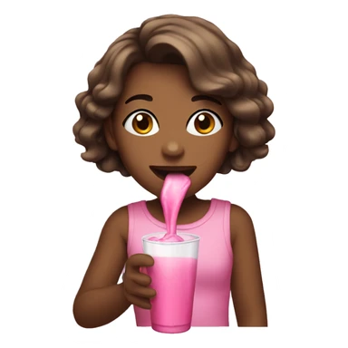 Girl drinking pink Whitney sticker