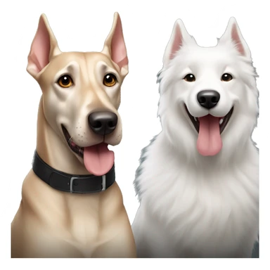 Doberman and Samoyed playing sticker