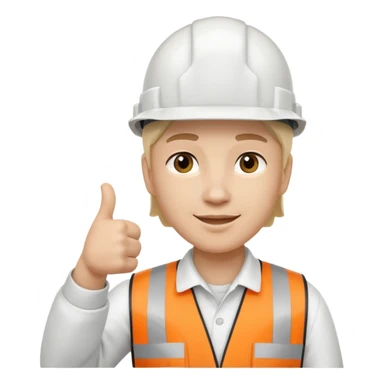 Cara de persona con casco blanco inginierl civil con pulgar arriba sticker