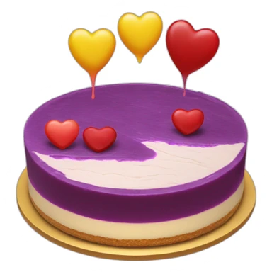 No bake cheesecake with 3 colored jams red purple and yellow hearts sticker