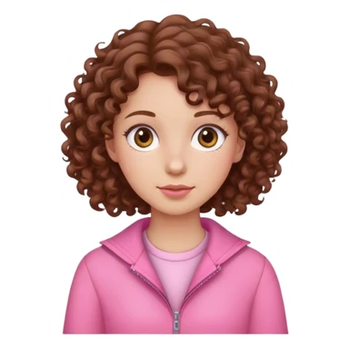 chica pelo rizado marron con piel clara y ropa rosa sticker