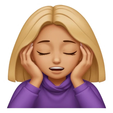 a girl squeezing her eyes shut with her arms around her neck gritting her teeth sticker