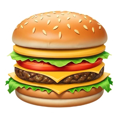 Generar hamburguesa con una sola carne, de pan color café con semillas hemp encima del pan, con carne, tomate, lechuga, queso, piña dentro de ella sticker