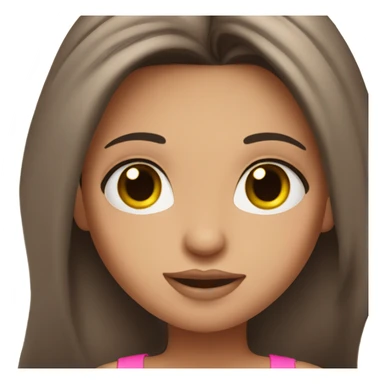 brunette long hair girl with cute pink top tank and makeup  sticker