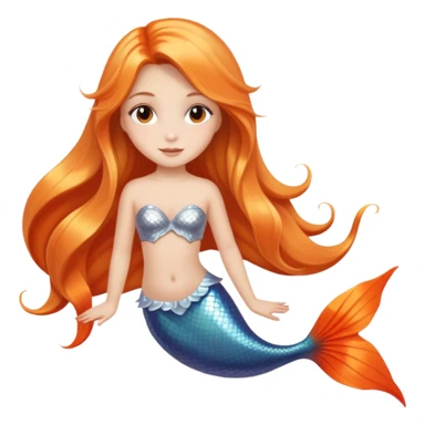 Girl with dark long blonde hair silver eyes and orange mermaid tail sticker