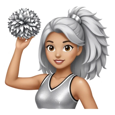 Cheerleader with Pom Pom’s wearing all silver and glitter sticker