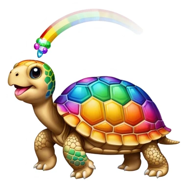 Rhinestone Tortoise sticking its tongue out in a rainbow  sticker