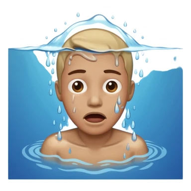 Tête qui se noit dans l’eau avec l’eau qui monte jusqu’à la bouche sticker