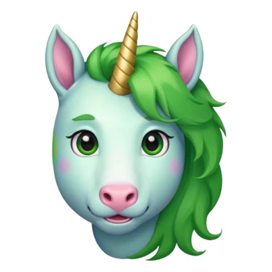 unicorn face cute and green haired and bearded sticker