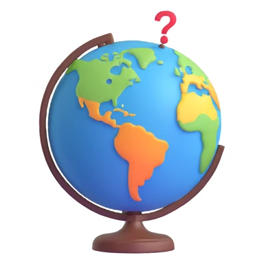 globe with quiz elements like question marks sticker