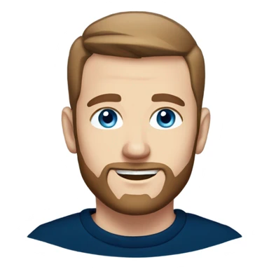 irish man blue eyes, brown short receding hair and short beard, wearing a smart navy blue jumper. sticker
