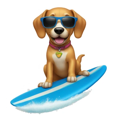 Dog with sunglasses surfing sticker