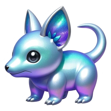 Shiny epic glittery iridescent silvery animal-fakemon-creature sticker