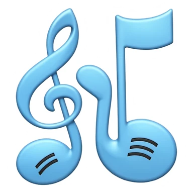 Emoji-style music note with two smaller music notes, rounded and playful, soft shading - playing music on repeat sticker