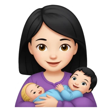 girl black hair baby sticker