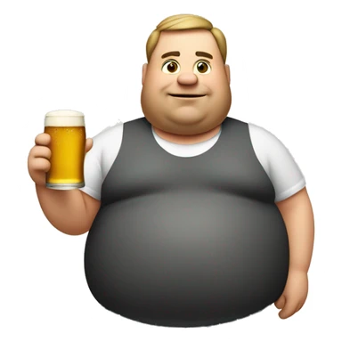 Fat man with a beer in hand sticker