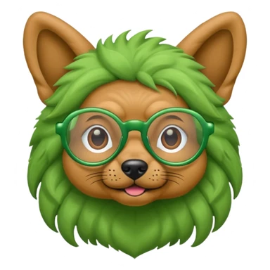 alien dog with folded ears green, wearing glassess sticker