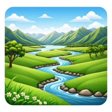 new zealand summer valley with a river and sunshine sticker
