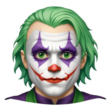 Heath Ledger Joker with face paint and green hair sticker